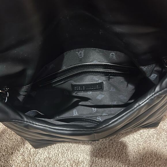 Steve Madden Britta Shoulder Bag Quilted Black Purse Handbag 13x10 - Picture 4 of 4
